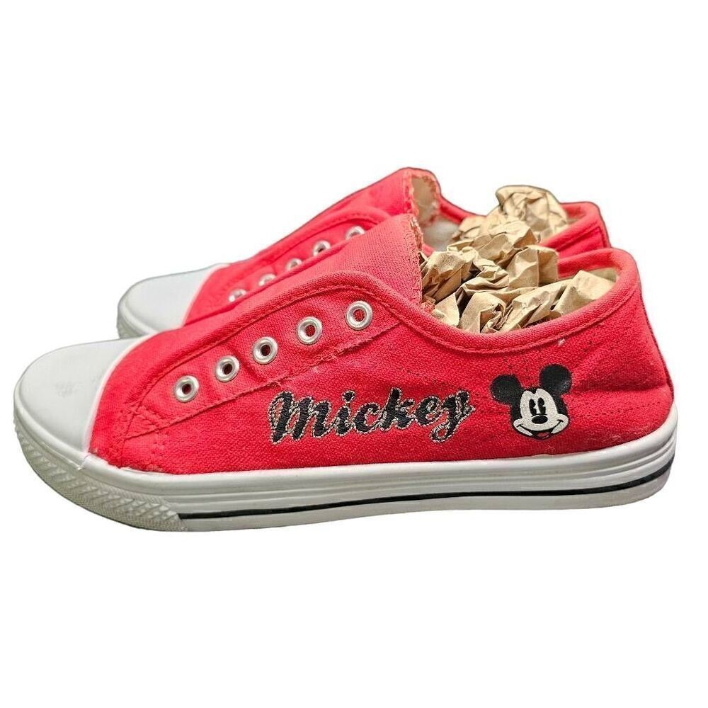 MICKEY Shoes DISNEY Red Size 10 Womens No Laces Slip Ons